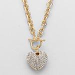 Heart of Sparkle Gold Tone Pendant Necklace.JPG
